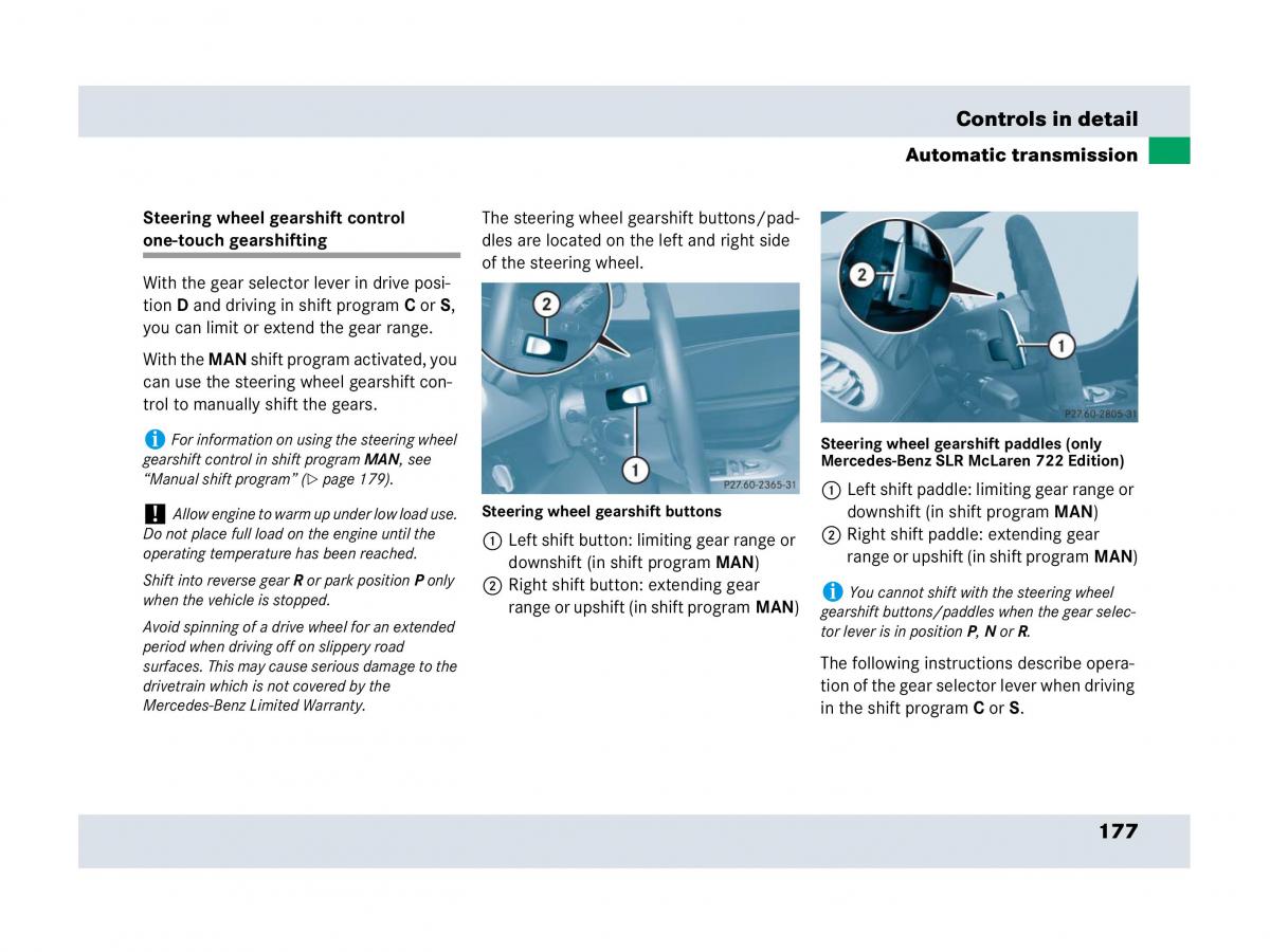 Mercedes Benz SLR McLaren R199 owners manual / page 178