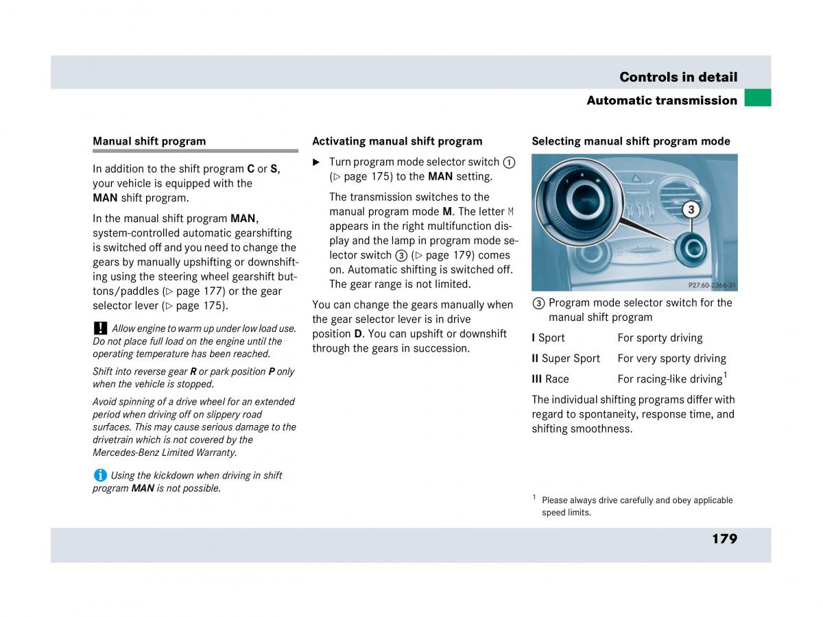 Mercedes Benz SLR McLaren R199 owners manual / page 180