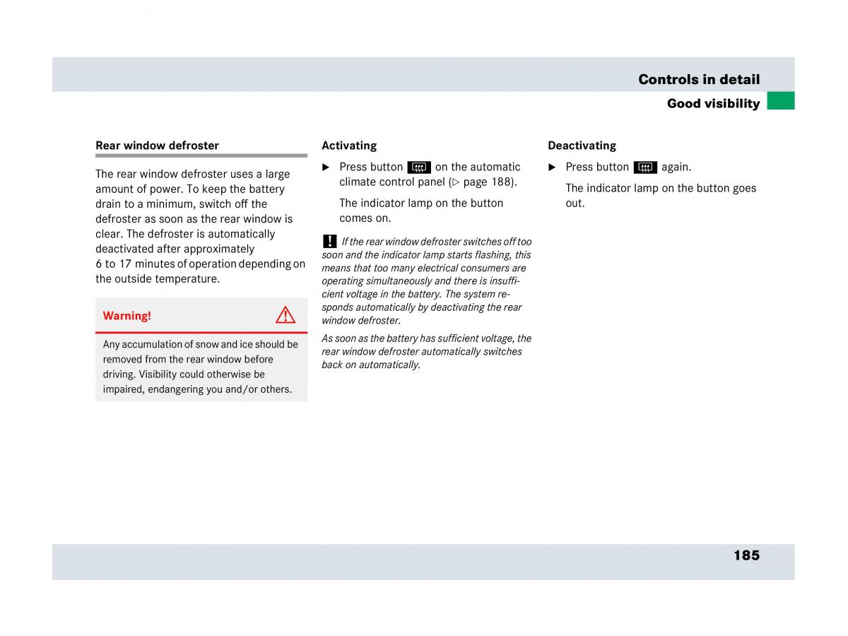 Mercedes Benz SLR McLaren R199 owners manual / page 186