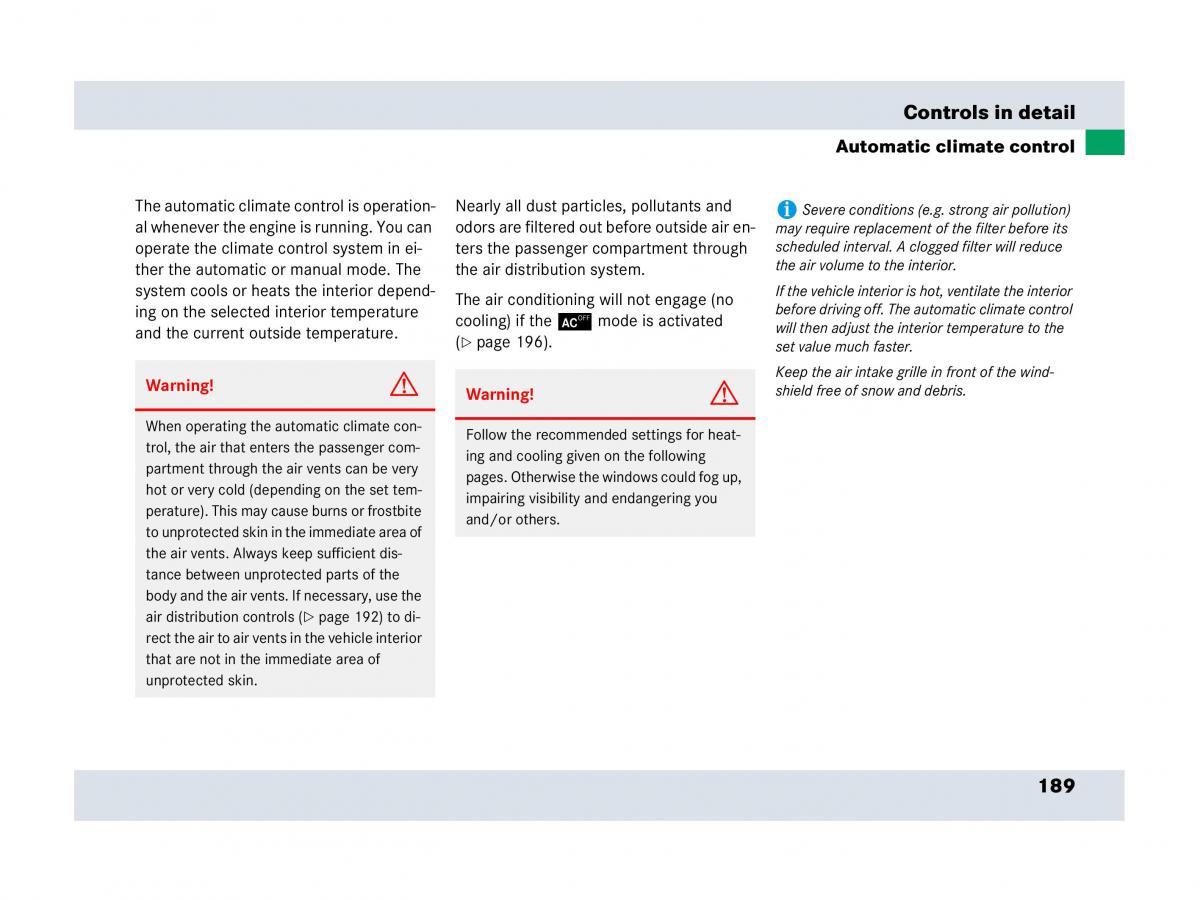 Mercedes Benz SLR McLaren R199 owners manual / page 190