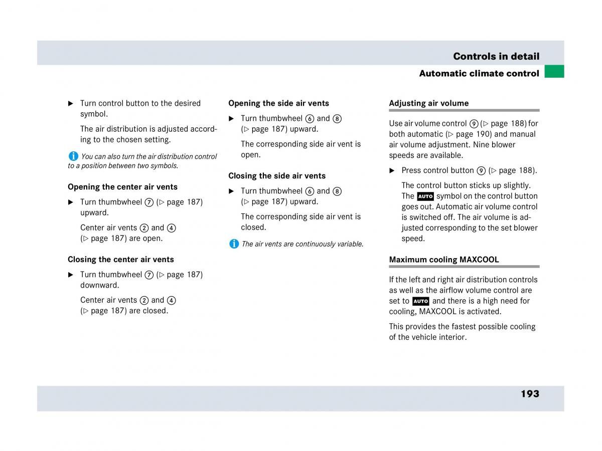 Mercedes Benz SLR McLaren R199 owners manual / page 194