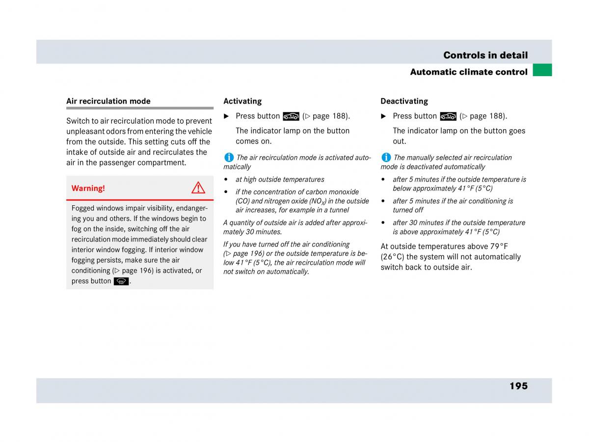 Mercedes Benz SLR McLaren R199 owners manual / page 196