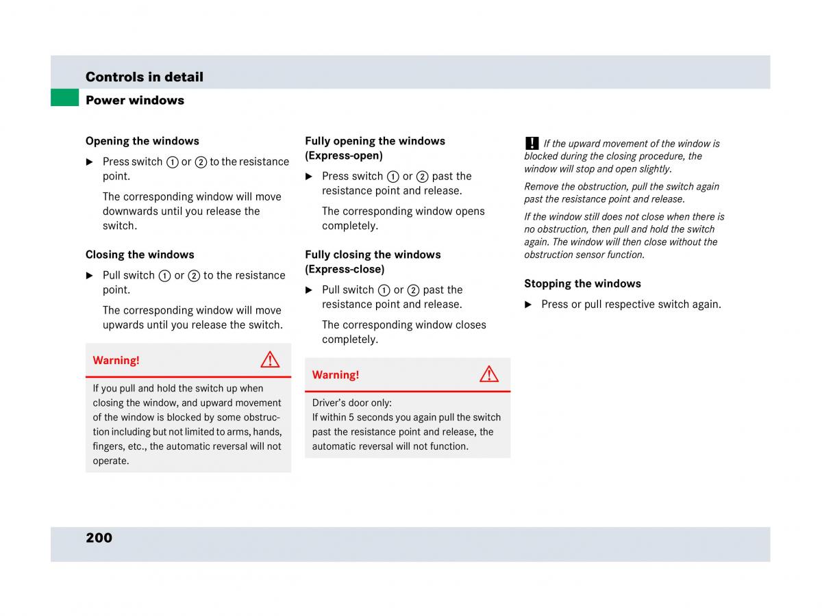 Mercedes Benz SLR McLaren R199 owners manual / page 201