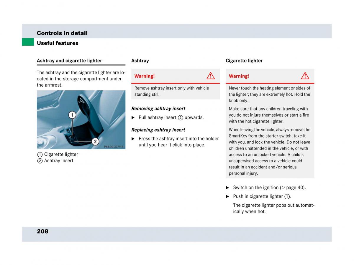 Mercedes Benz SLR McLaren R199 owners manual / page 209