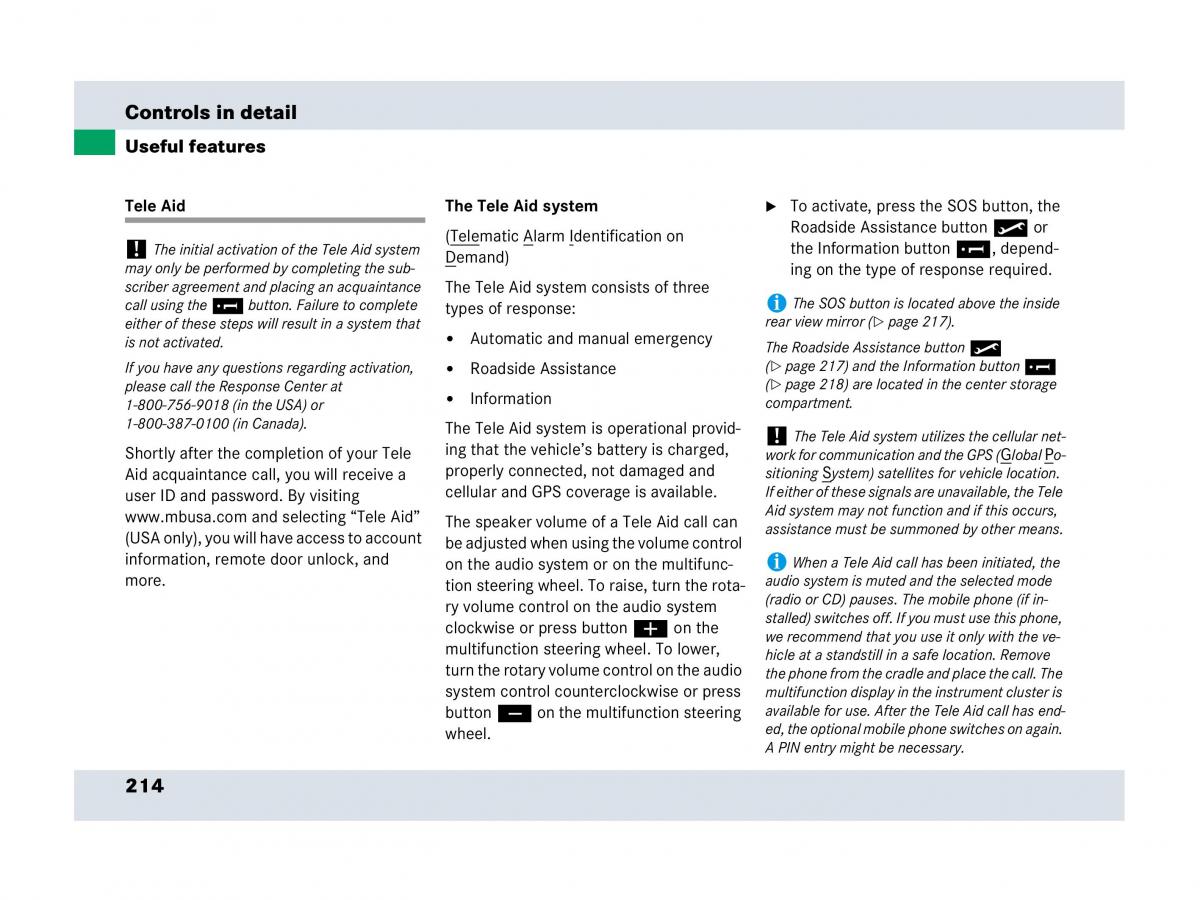 Mercedes Benz SLR McLaren R199 owners manual / page 215