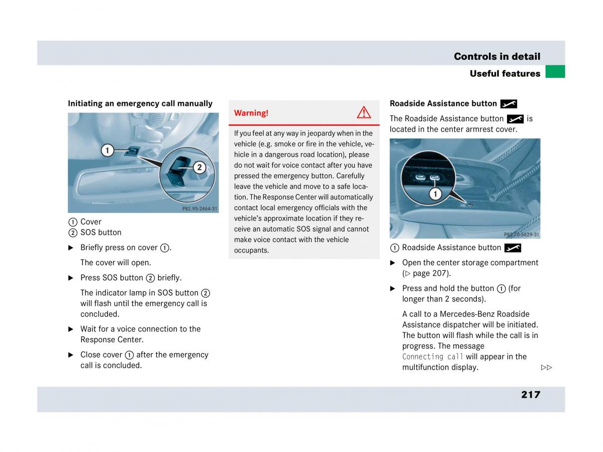 Mercedes Benz SLR McLaren R199 owners manual / page 218