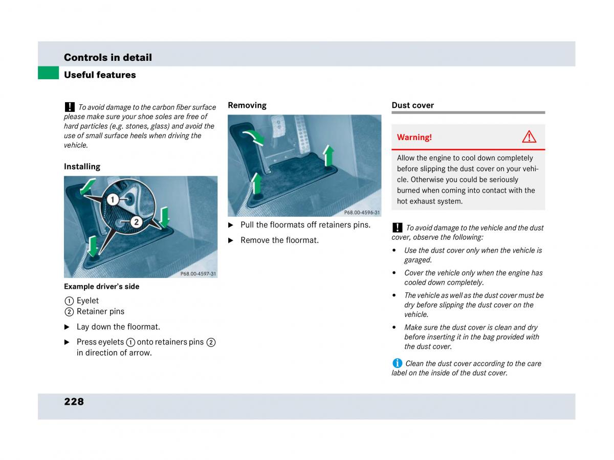 Mercedes Benz SLR McLaren R199 owners manual / page 229