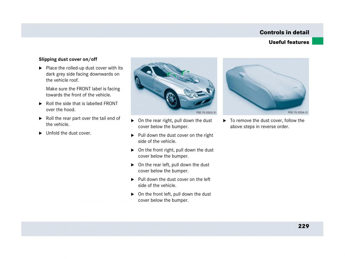 Mercedes Benz SLR McLaren R199 owners manual / page 230