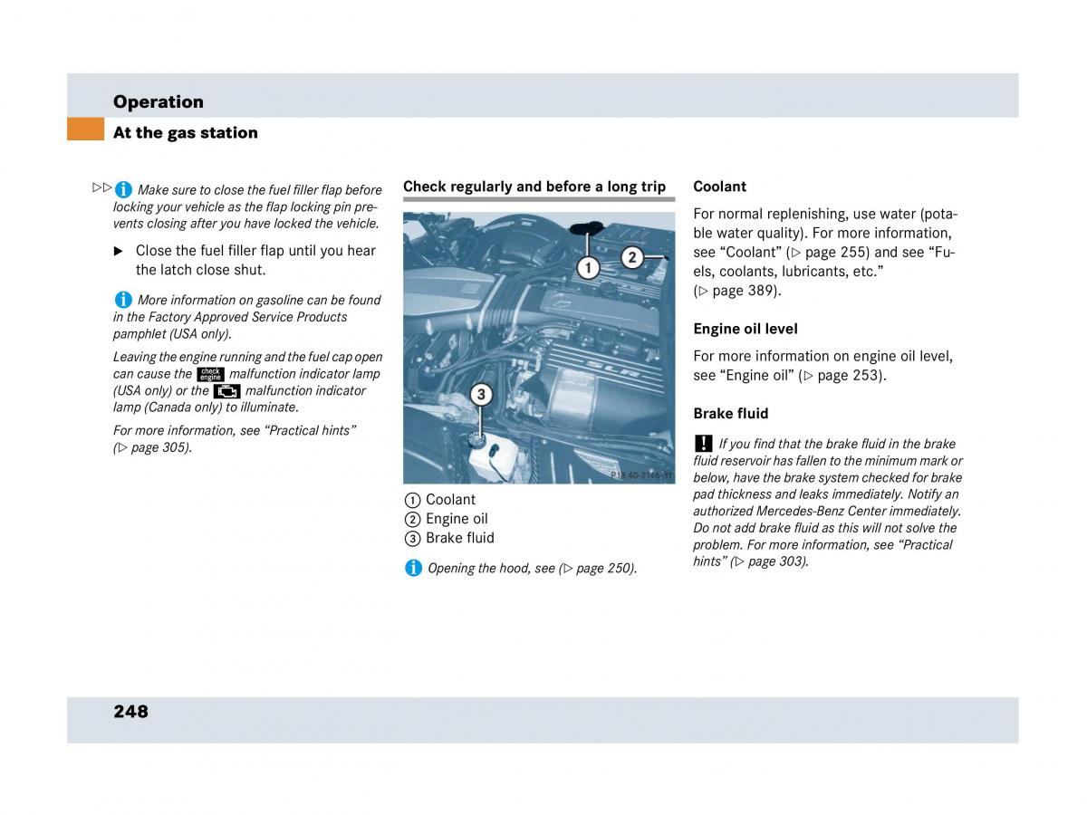 Mercedes Benz SLR McLaren R199 owners manual / page 249