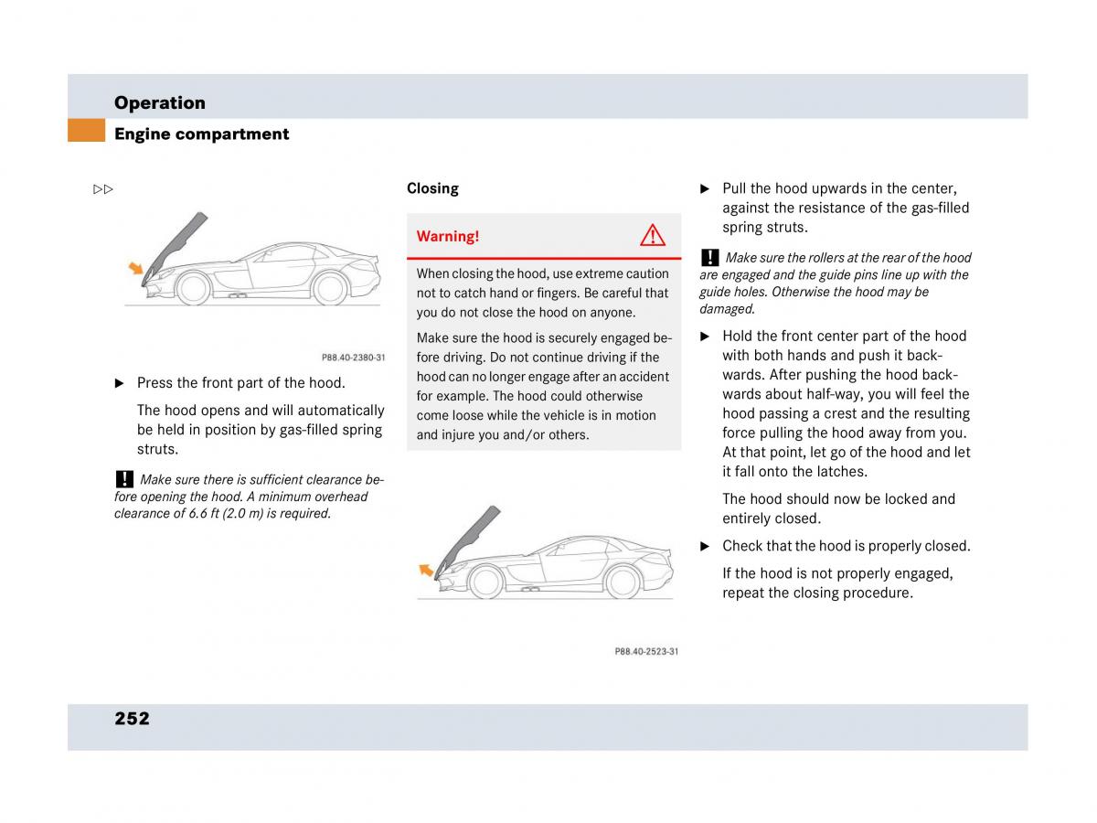 Mercedes Benz SLR McLaren R199 owners manual / page 253