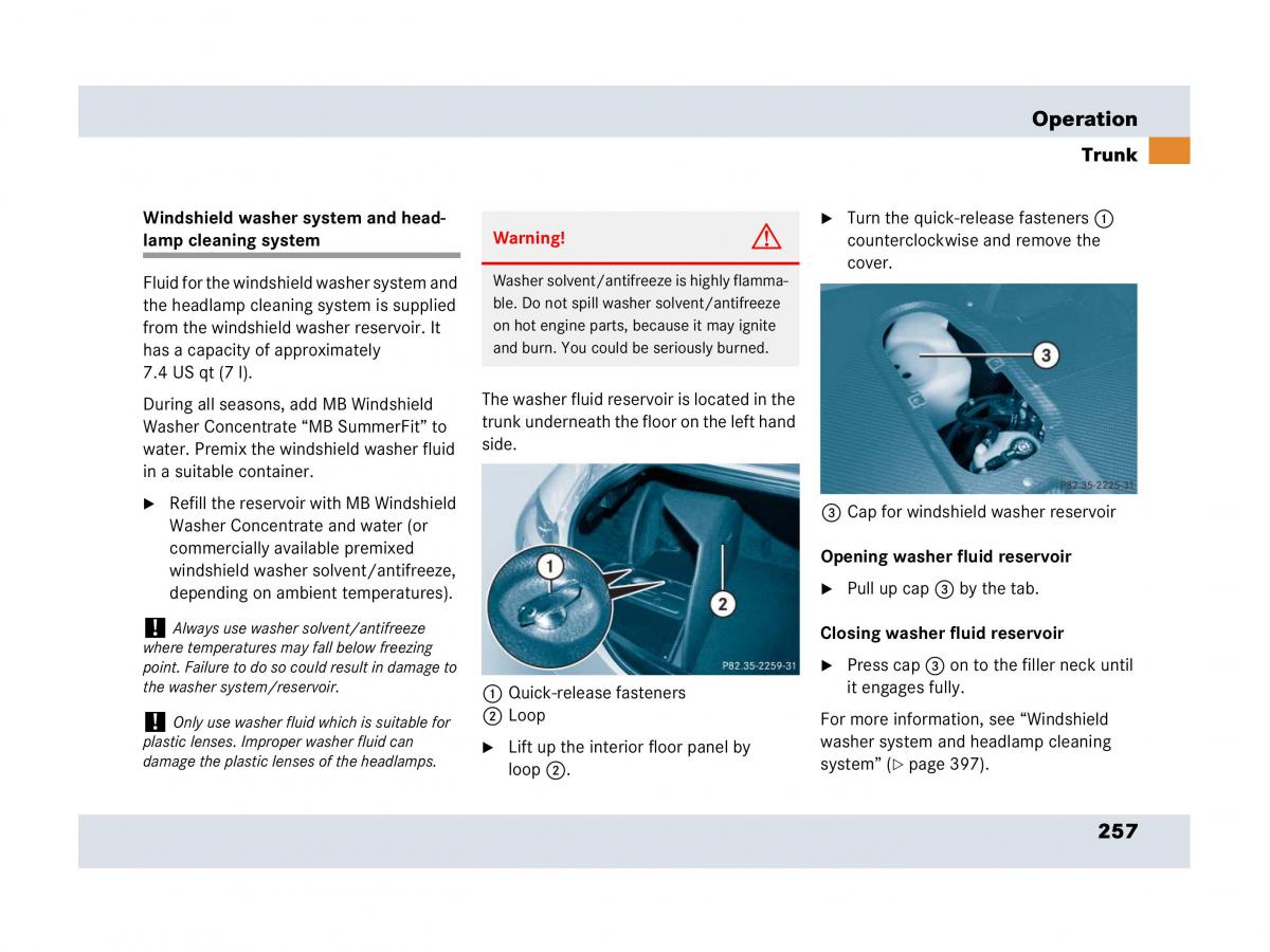 Mercedes Benz SLR McLaren R199 owners manual / page 258