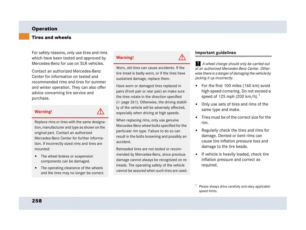 Mercedes Benz SLR McLaren R199 owners manual / page 259