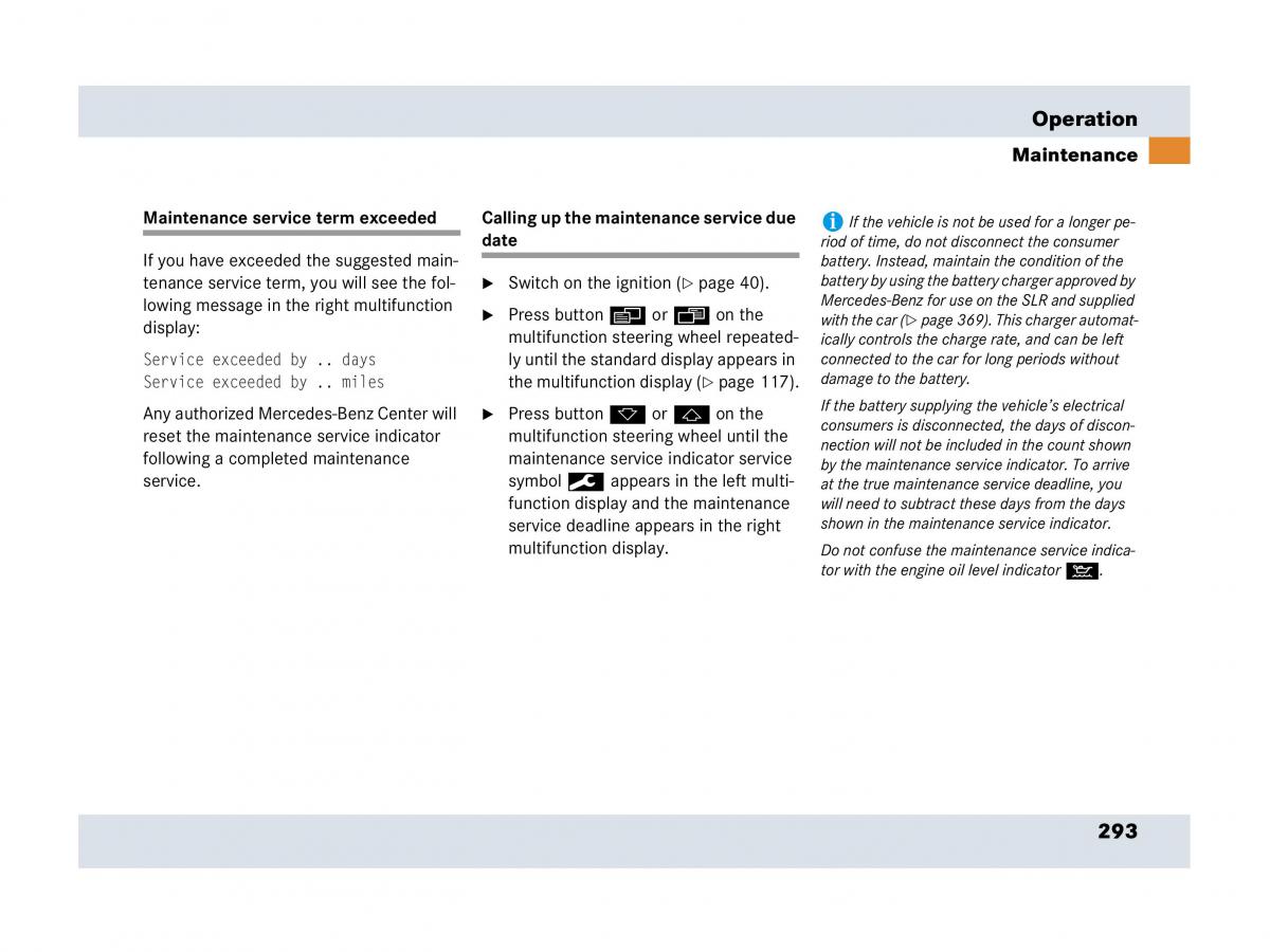 Mercedes Benz SLR McLaren R199 owners manual / page 294