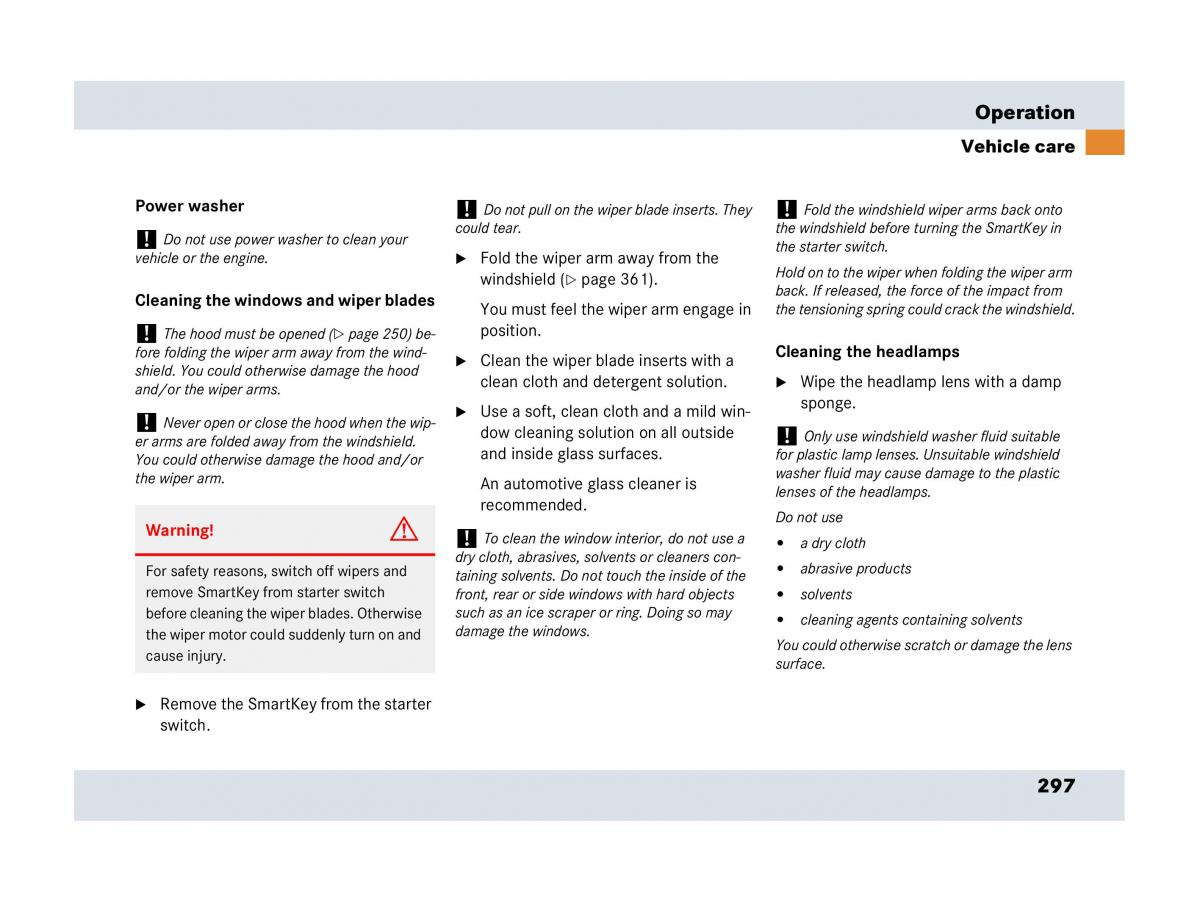 Mercedes Benz SLR McLaren R199 owners manual / page 298