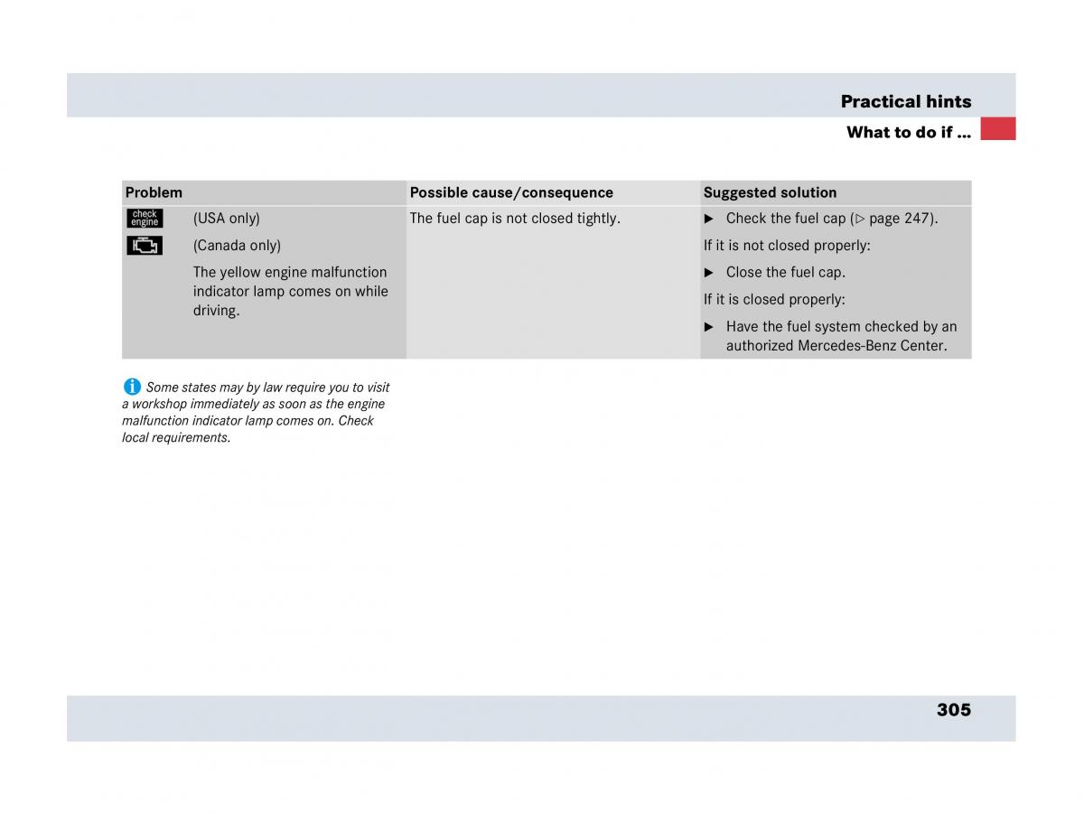 Mercedes Benz SLR McLaren R199 owners manual / page 306