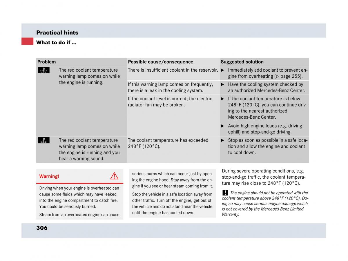 Mercedes Benz SLR McLaren R199 owners manual / page 307