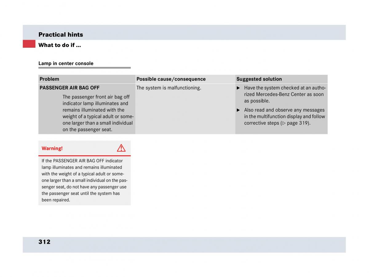 Mercedes Benz SLR McLaren R199 owners manual / page 313