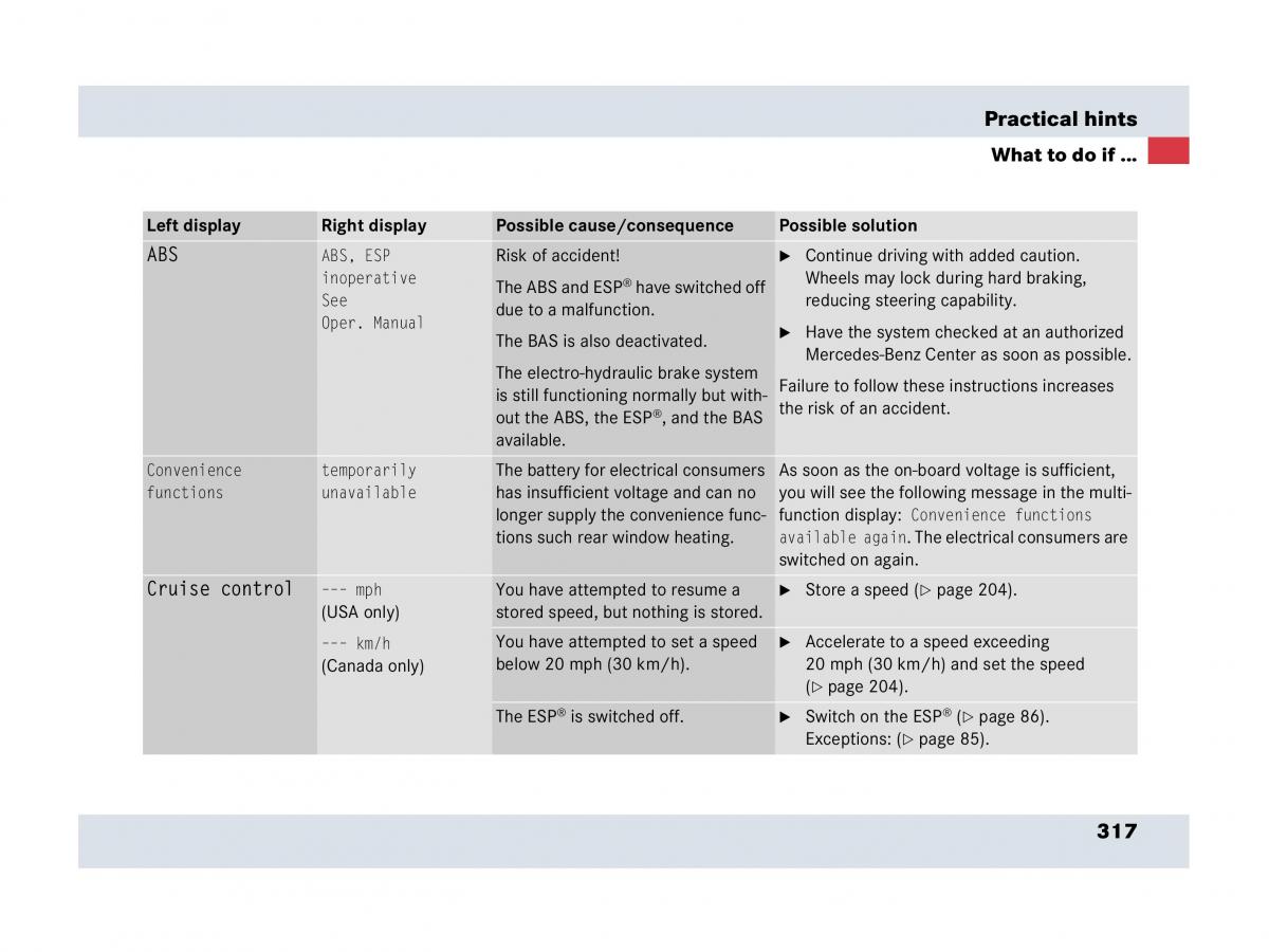 Mercedes Benz SLR McLaren R199 owners manual / page 318