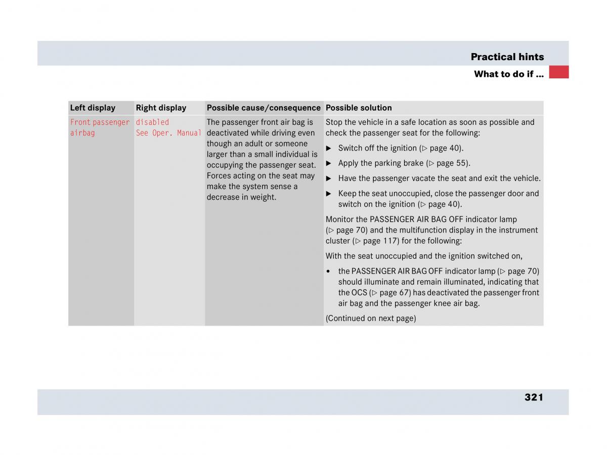 Mercedes Benz SLR McLaren R199 owners manual / page 322