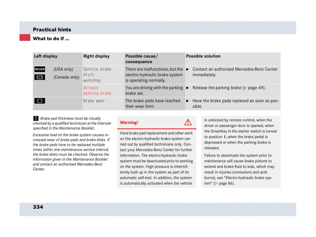 Mercedes Benz SLR McLaren R199 owners manual / page 335