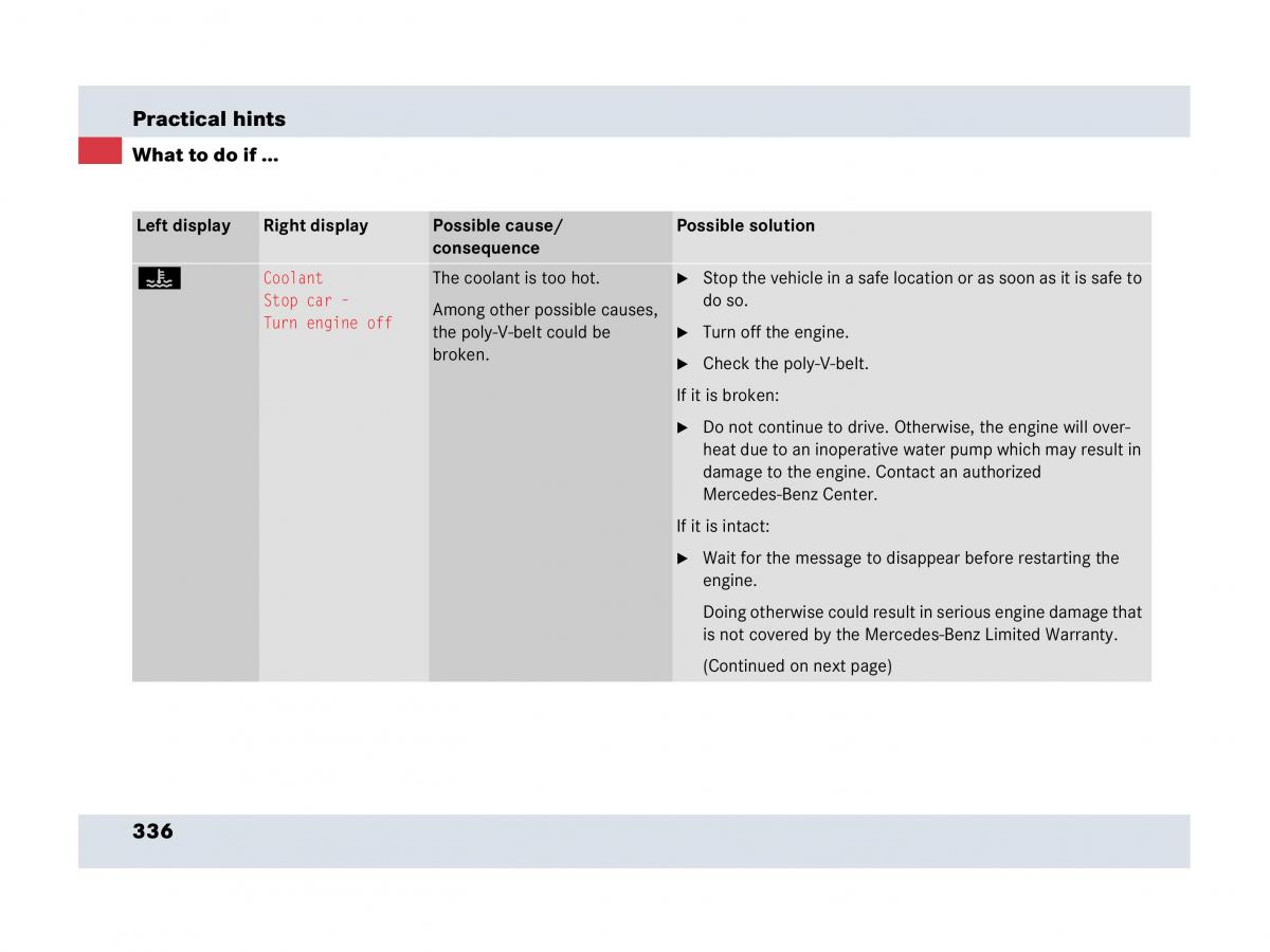 Mercedes Benz SLR McLaren R199 owners manual / page 337