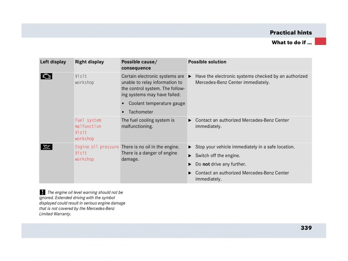 Mercedes Benz SLR McLaren R199 owners manual / page 340