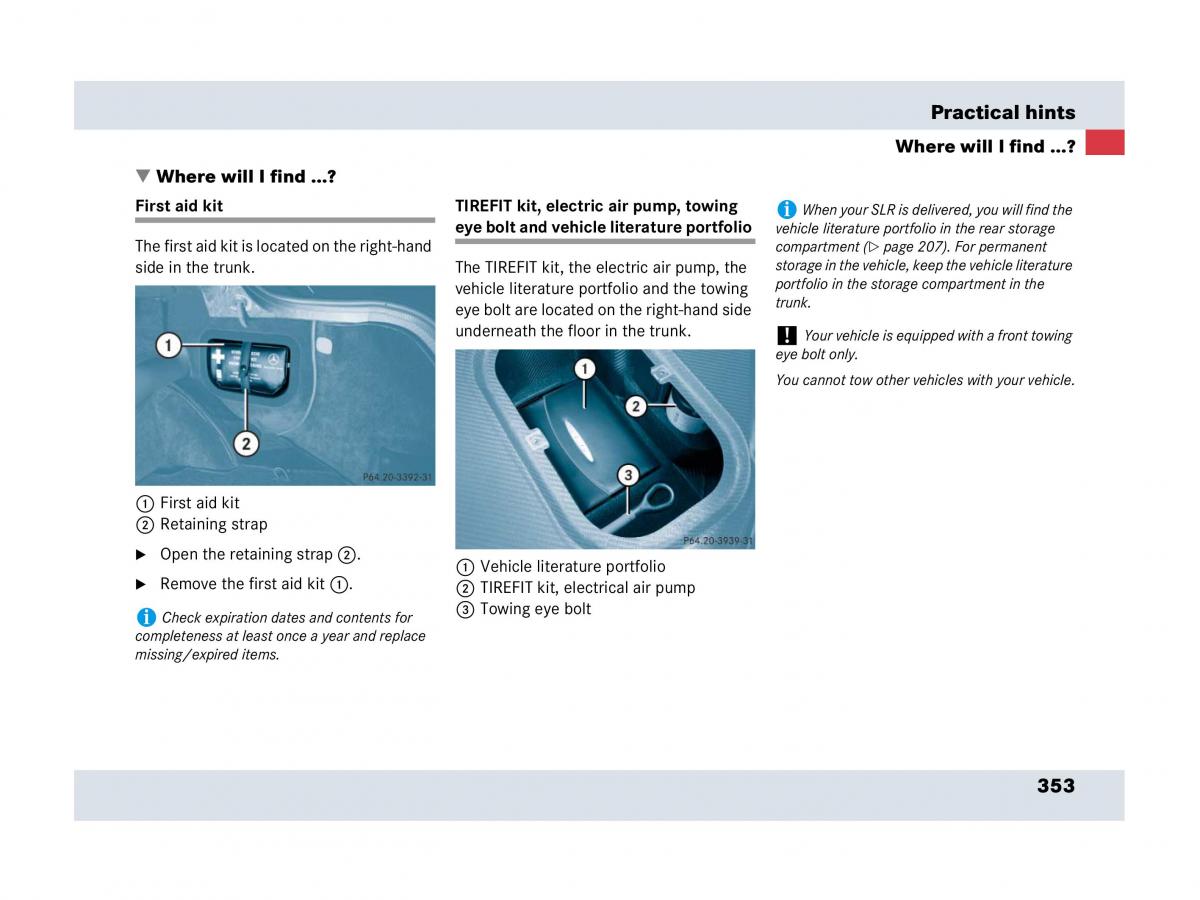 Mercedes Benz SLR McLaren R199 owners manual / page 354