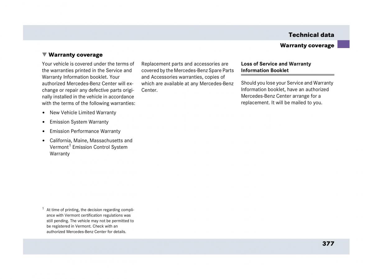 Mercedes Benz SLR McLaren R199 owners manual / page 378