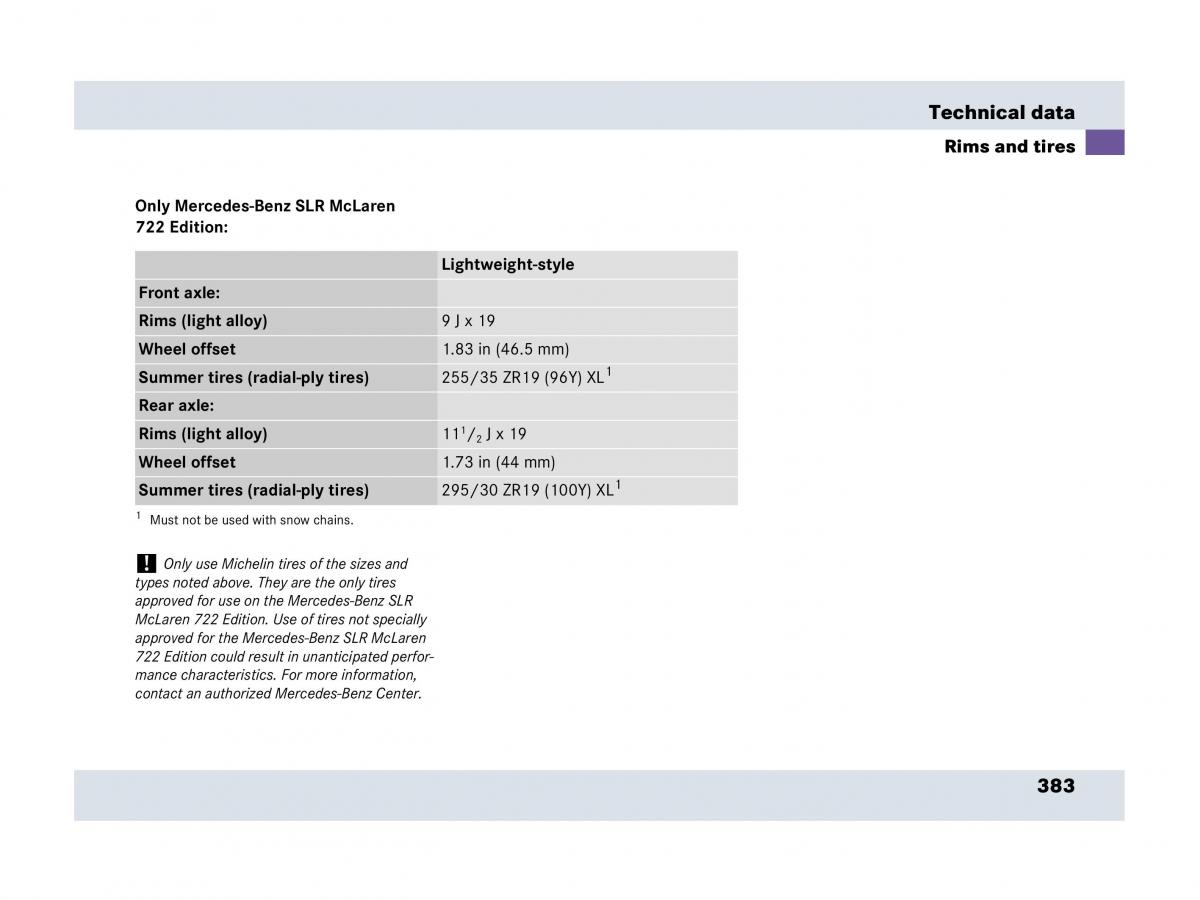 Mercedes Benz SLR McLaren R199 owners manual / page 384