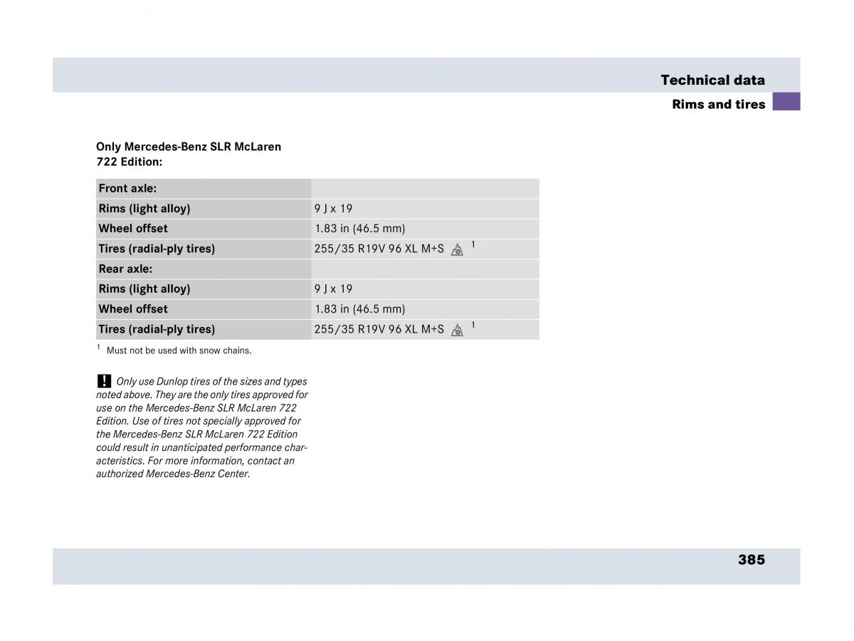 Mercedes Benz SLR McLaren R199 owners manual / page 386