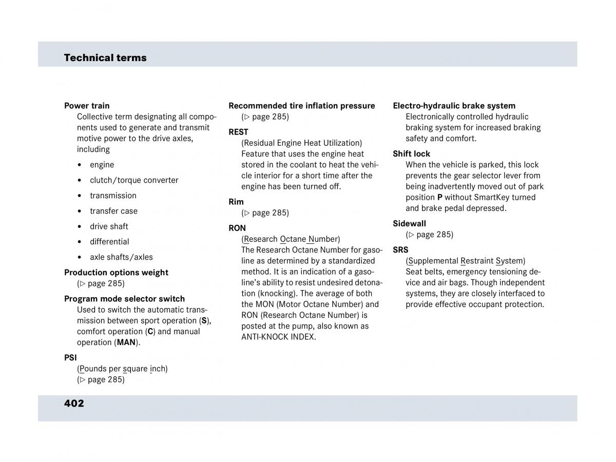 Mercedes Benz SLR McLaren R199 owners manual / page 403