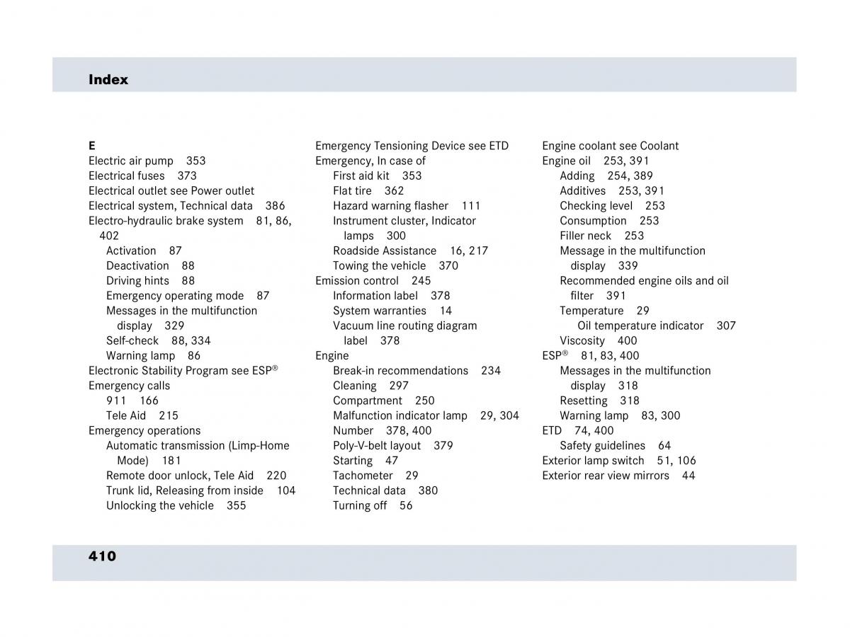 Mercedes Benz SLR McLaren R199 owners manual / page 411