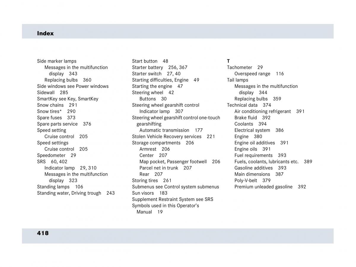 Mercedes Benz SLR McLaren R199 owners manual / page 419