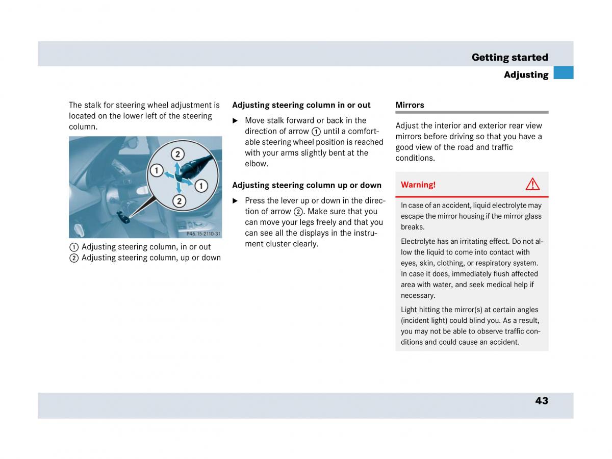 Mercedes Benz SLR McLaren R199 owners manual / page 44