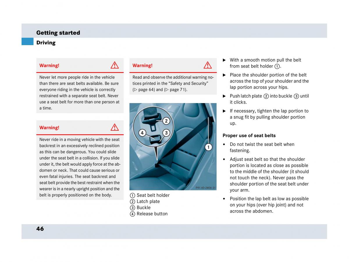 Mercedes Benz SLR McLaren R199 owners manual / page 47