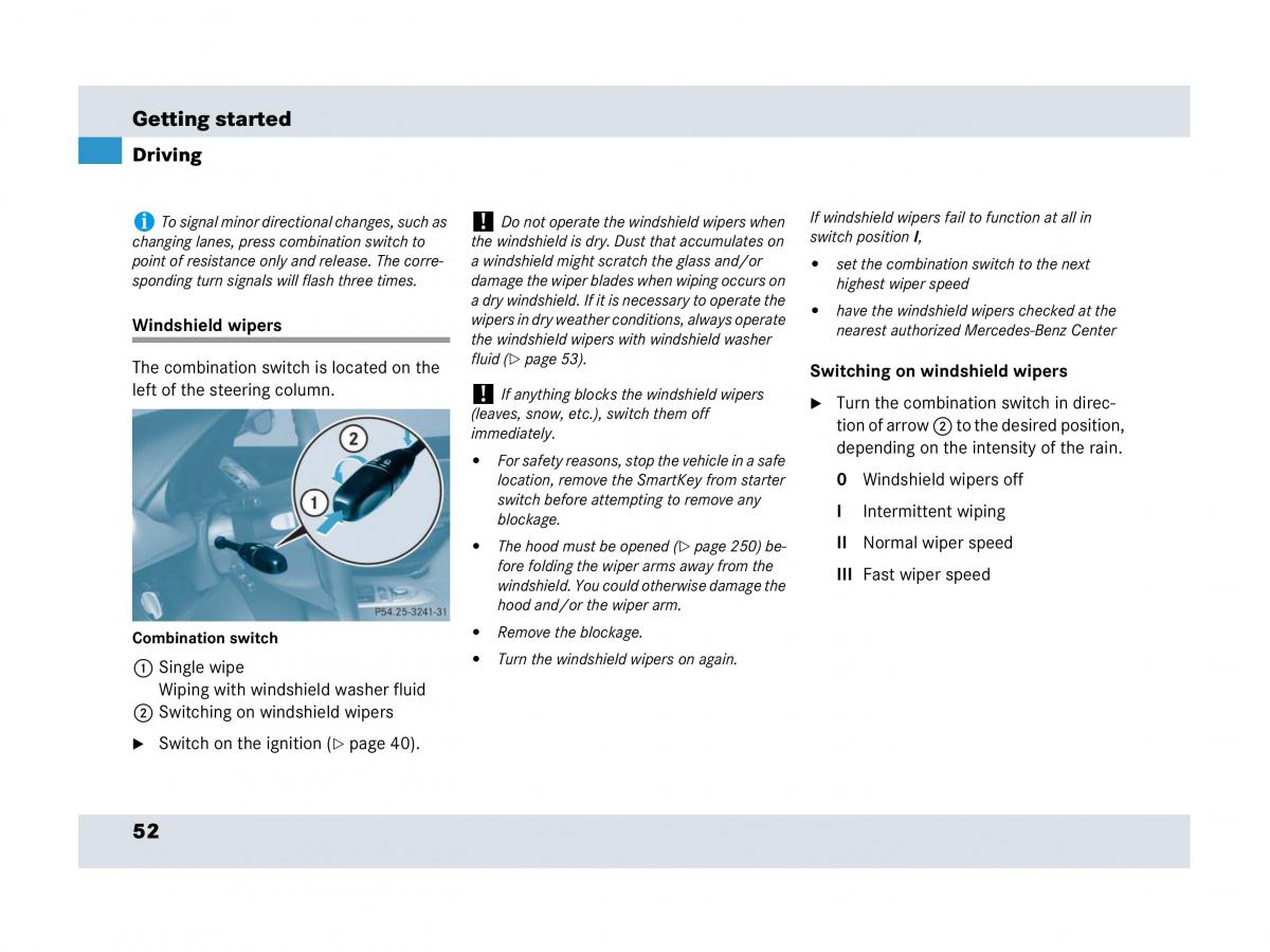 Mercedes Benz SLR McLaren R199 owners manual / page 53