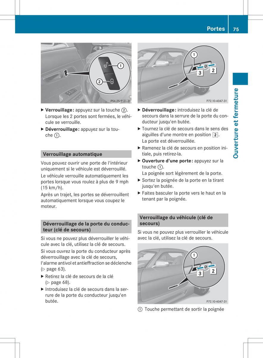 Mercedes Benz SLS AMG Coupe C197 manuel du proprietaire / page 77