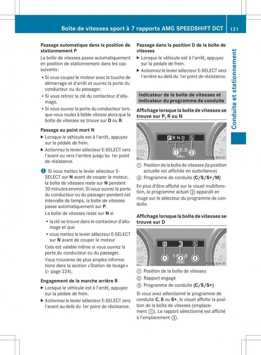 Mercedes Benz SLS AMG Coupe C197 manuel du proprietaire / page 123