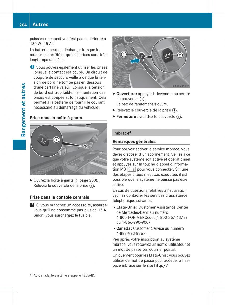 Mercedes Benz SLS AMG Coupe C197 manuel du proprietaire / page 206