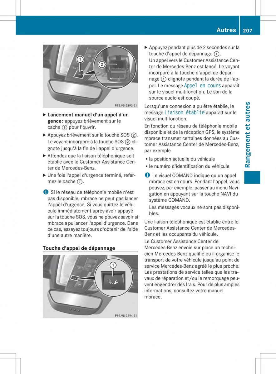 Mercedes Benz SLS AMG Coupe C197 manuel du proprietaire / page 209