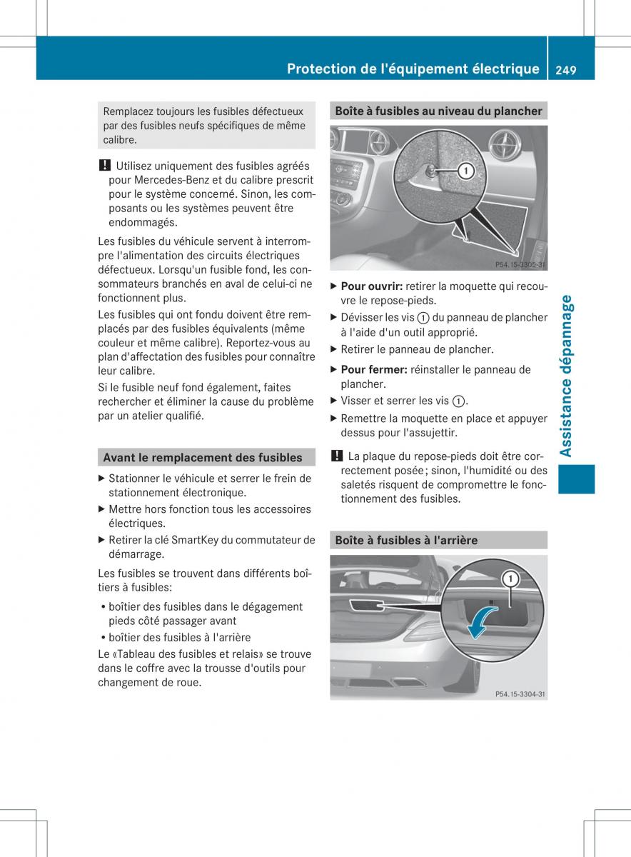 Mercedes Benz SLS AMG Coupe C197 manuel du proprietaire / page 251