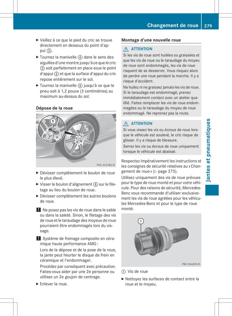 Mercedes Benz SLS AMG Coupe C197 manuel du proprietaire / page 281