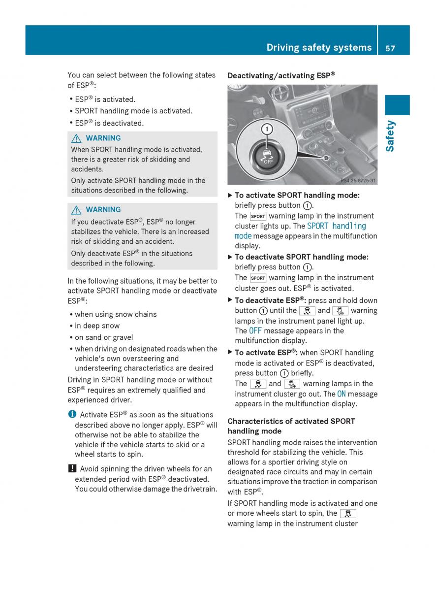 Mercedes Benz SLS AMG Coupe Roadster C197 owners manual / page 59