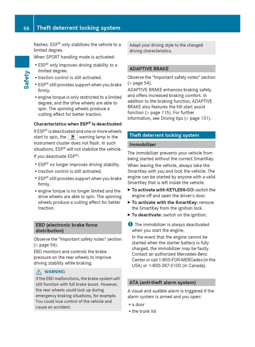 Mercedes Benz SLS AMG Coupe Roadster C197 owners manual / page 60