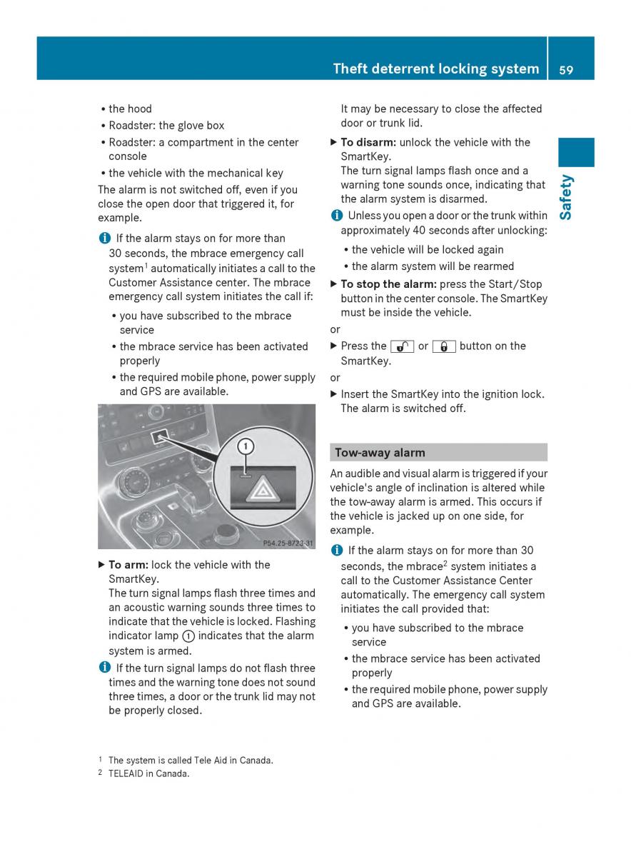 Mercedes Benz SLS AMG Coupe Roadster C197 owners manual / page 61