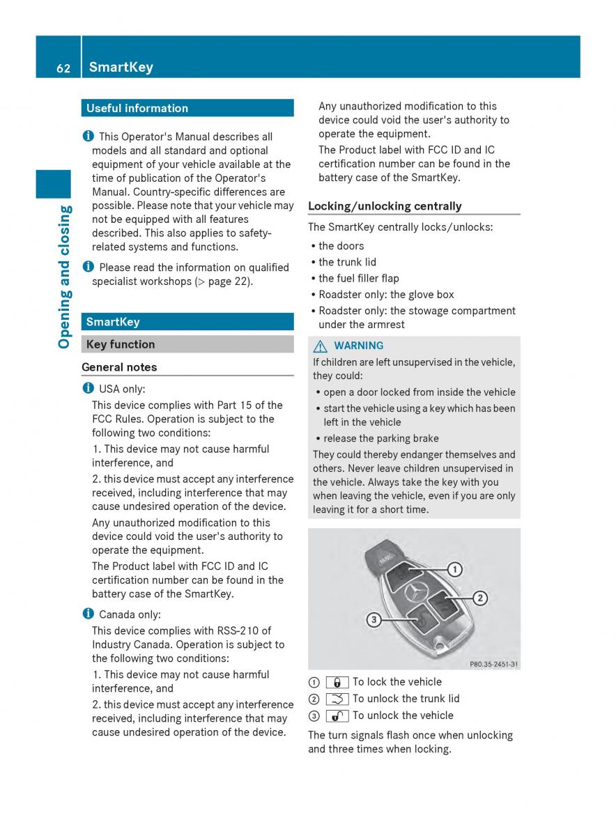 Mercedes Benz SLS AMG Coupe Roadster C197 owners manual / page 64