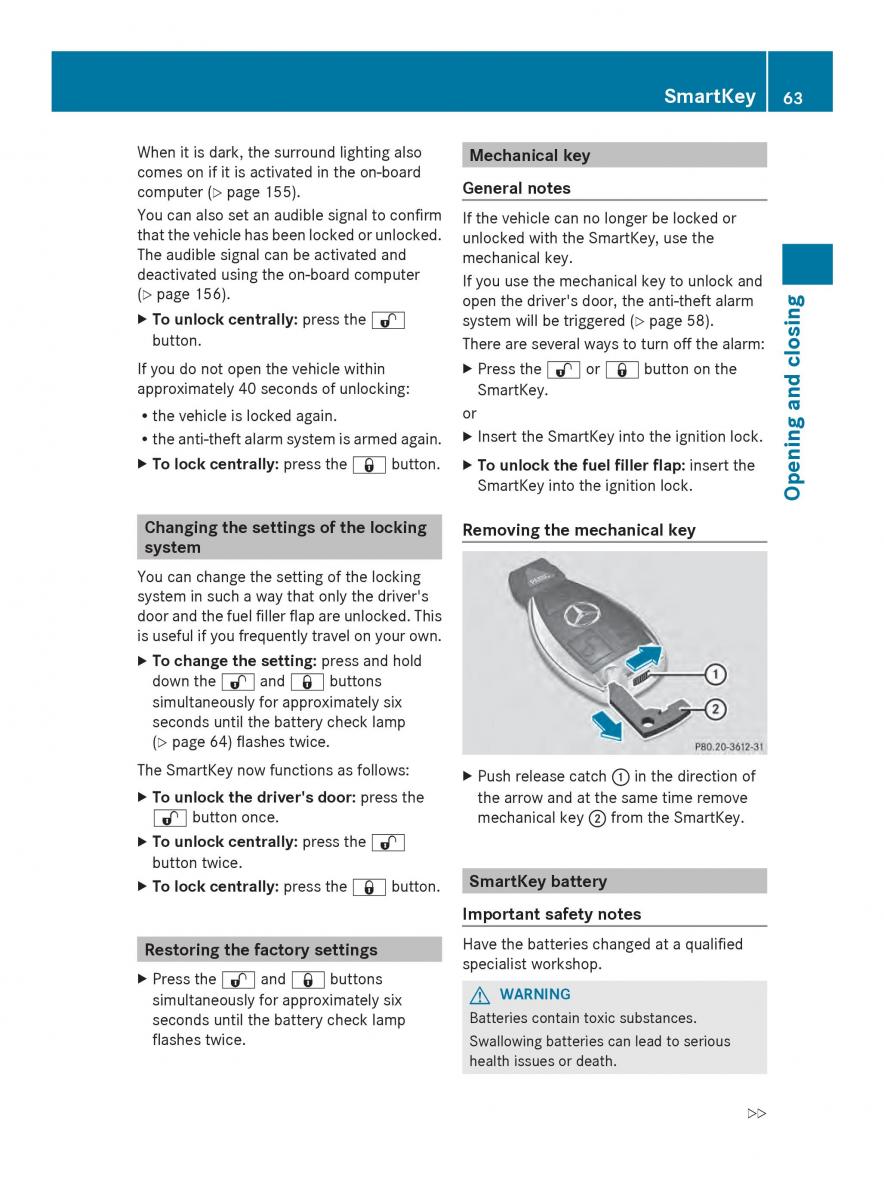 Mercedes Benz SLS AMG Coupe Roadster C197 owners manual / page 65