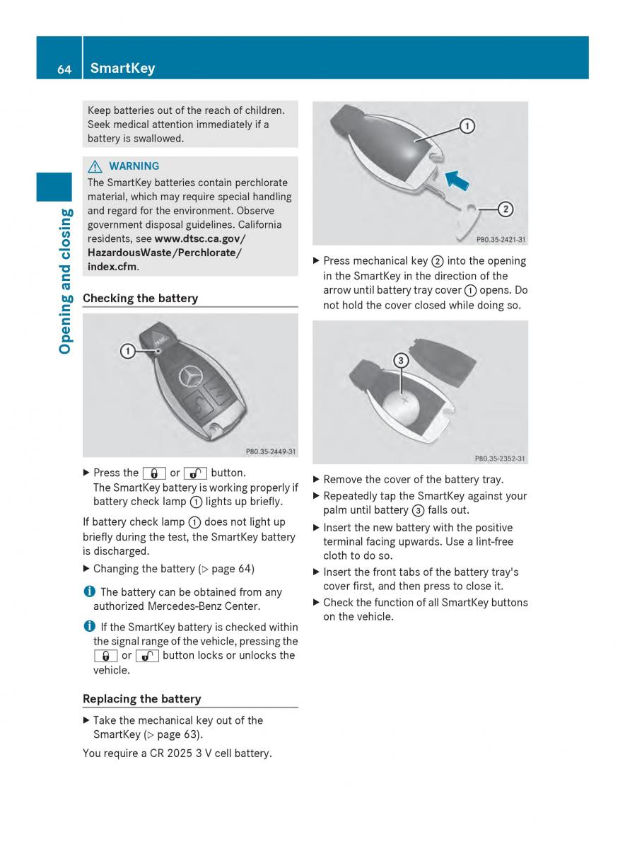 Mercedes Benz SLS AMG Coupe Roadster C197 owners manual / page 66