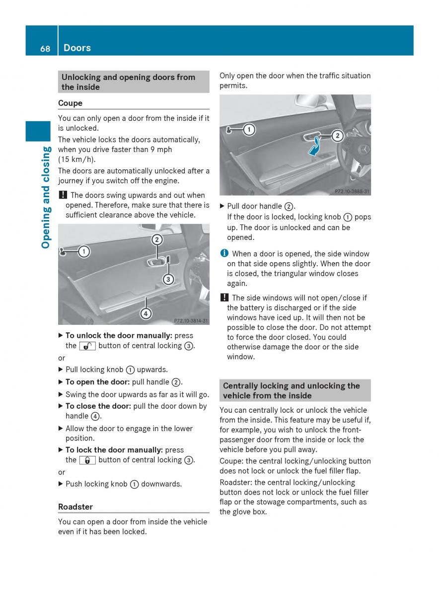 Mercedes Benz SLS AMG Coupe Roadster C197 owners manual / page 70