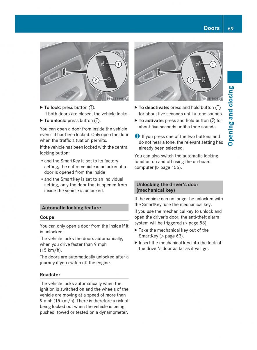 Mercedes Benz SLS AMG Coupe Roadster C197 owners manual / page 71